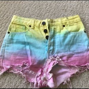 UNIF rainbow high rise shorts